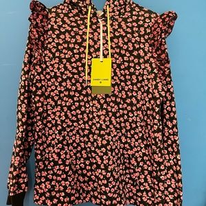 Sandy Liang Target Ditsy Floral Ruffle Hoodie Long Sleeve Sweatshirt